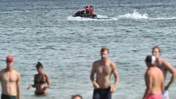 Jet-skiers and swimmers at St Kilda beach yesterday. Port Phillip mayor Rachel Powning says council receives "endless" complaints about jet-skis in Port Phillip Bay.