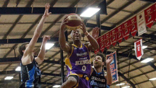 Offensive threat: New Sydney Kings import Charles Carmouche in action against the Breakers at the NBL Blitz.