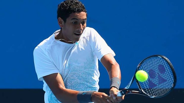 In form: Nick Kyrgios is aiming for the boys' title at Melbourne Park.