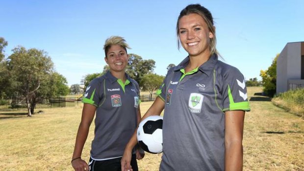 Canberra United strikers Michelle Heyman and Stephanie Ochs.