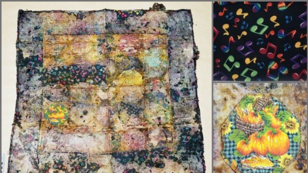 A quilt found with the remains of a child in a suitcase in Wynarka.
