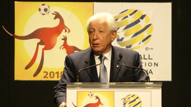Football Federation Austrtalia Frank Lowy launching Australia's bid, June 14, 2009.