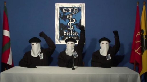 Armed indepenence campaign: Basque militants at a news conference in 2011.