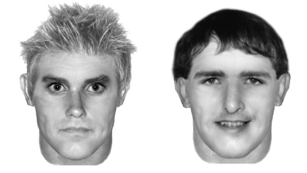 These comfit images of two men believed to have raped a woman in West End were released by police.