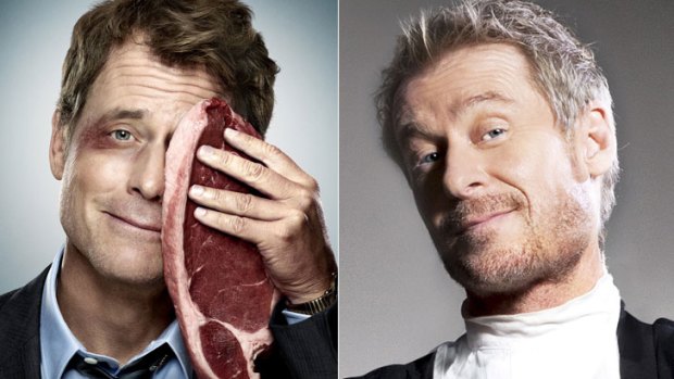 Law and disorder: Greg Kinnear in the US version of the show (left), and Richard Roxburgh in <i>Rake.</i>