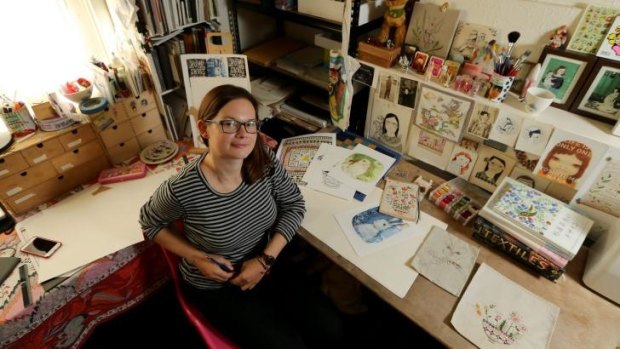 Illustrator Catherine Campbell works from home in her new studio.