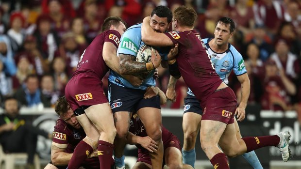 Wrapped up: Andrew Fifita struggled to make an impact.