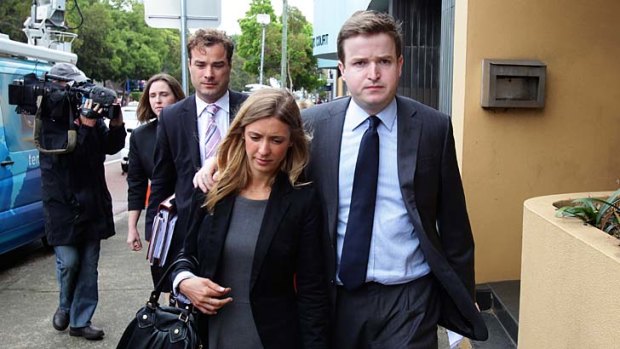 Roberto Laudisio Curti's sister, Ana Lusia Laudisio de Lucca , leaving the Glebe Coroners Court with her husband Michael Reynolds.