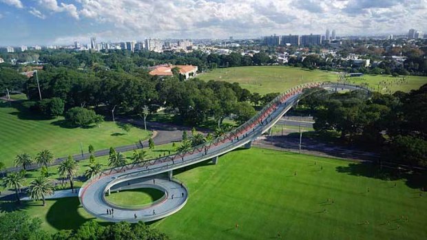 Artist's impression of the Moore Park bridge proposal.