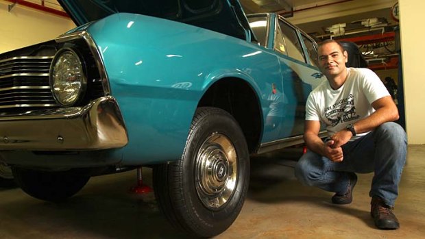 Look, don't touch: Andrew Attard with the 1970 Chrysler Valiant Regal he donated to the Powerhouse Museum. It is on display at the Discovery Centre at Castle Hill. Photo: