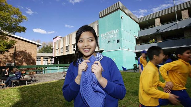Yuzu Ito from North Sydney Demonstration School inspects the site where she will attend high school next year.