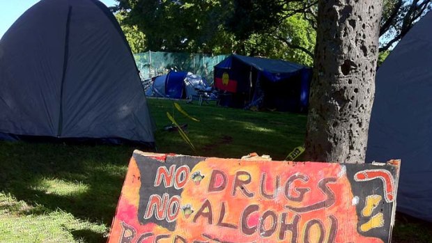 After last week's unrest, protesters moved their tent embassy to a council designated area in Musgrave Park.