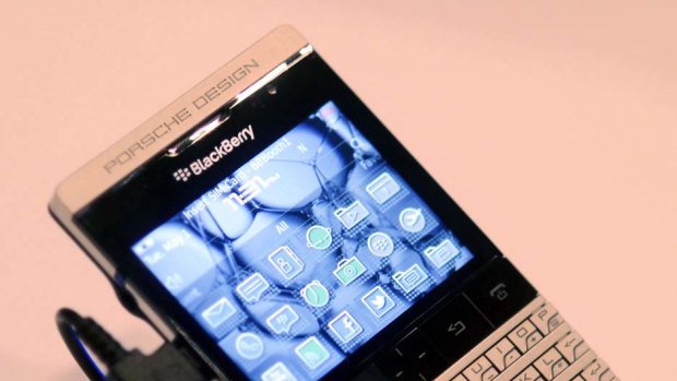 The Porsche designed Blackberry (not BlackBerry 10) displayed at the Blackberry World Event in Orlando.
