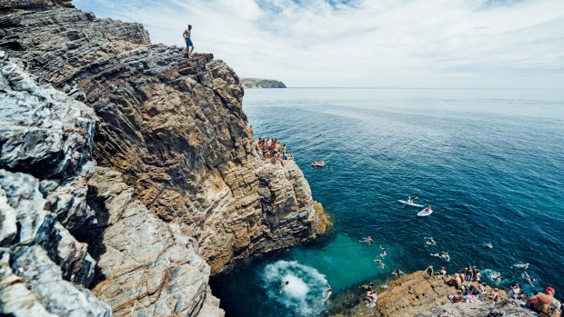The cliff jump at Second Valley, on South Australia's Fleurieu Peninsula.
