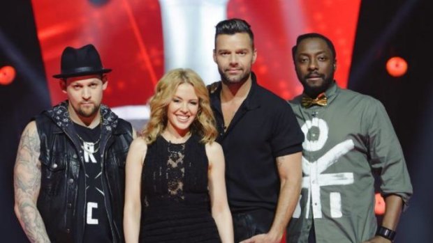 The Voice 2014 judges are, from left, Joel Madden, Kylie Minogue, Ricky Martin and will.i.am.