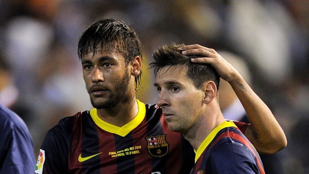 Barcelona teammates: Neymar and Messi.