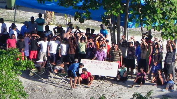 Asylum seekers on hunger strike on Nauru.