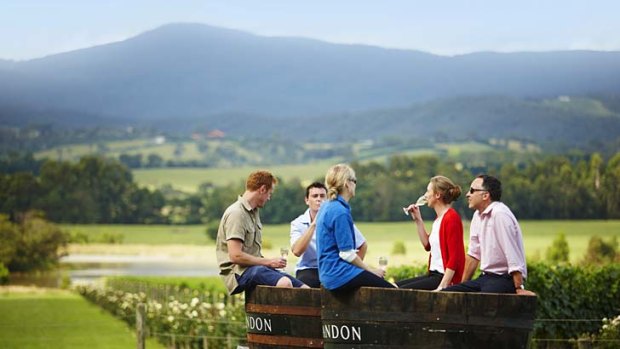 Goes with the terroir ... friends relax at Domaine Chandon Winery.