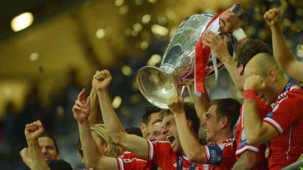 Champions: Bayern Munich players celebrate their victory in the UEFA Champions League final.