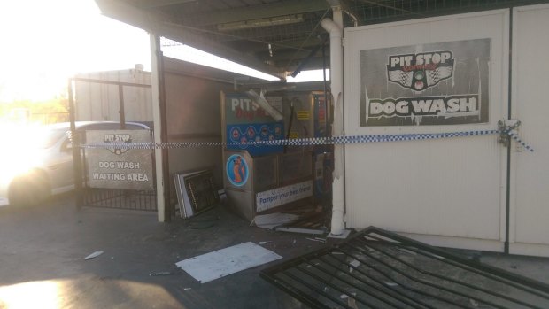 The dog wash was cordoned off on Thursday morning before forensics arrived.