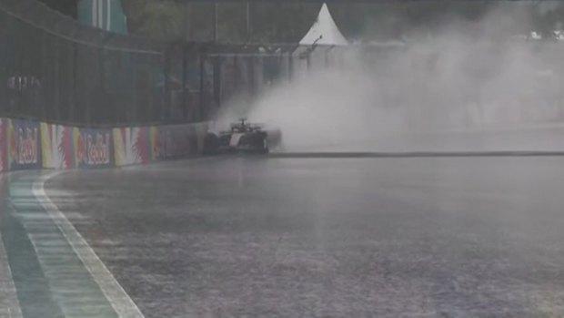 Leclerc crashes on way to soggy grid