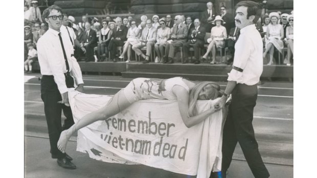 Making a point: An unofficial anti-Vietnam War demonstration during the Moomba parade in 1969.