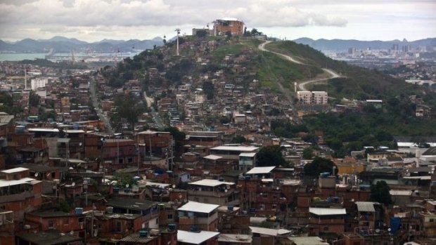 Buildings stand in the Complexo do Alemao shantytown in Rio de Janeiro.