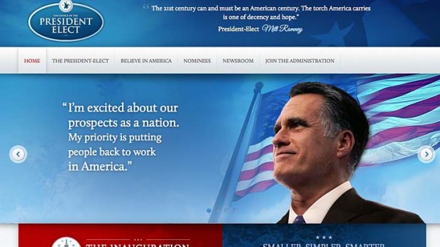 Wesbite gaffe ... Mitt Romney the President-Elect.