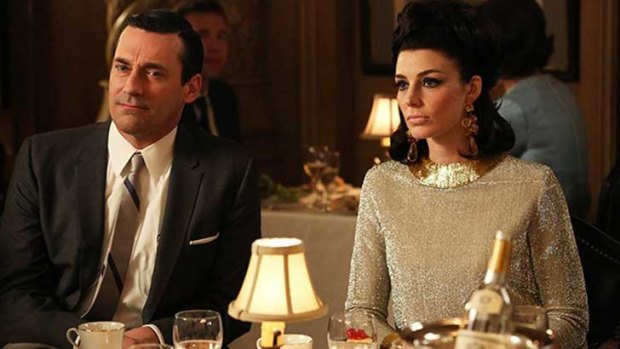 Don and Megan prepare to walk out on dinner ... <i>Mad Men</i>