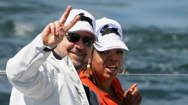 Russell Crowe and his latest recruit, Oprah Winfrey.