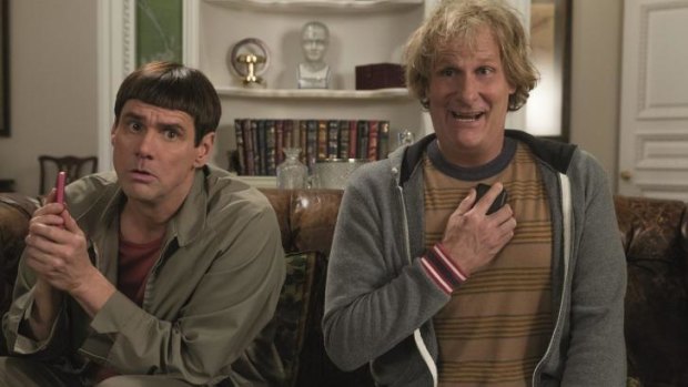 Committed: Jim Carrey and Jeff Daniels as Lloyd Christmas and Harry Dunne in <i>Dumb and Dumber To</i>.