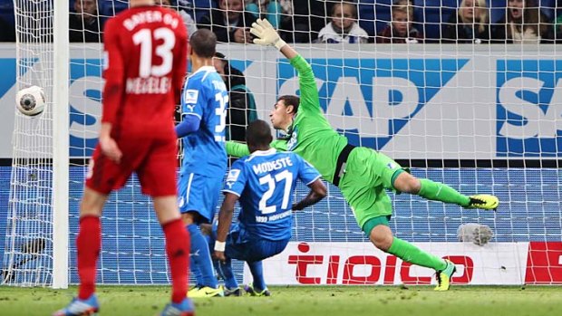 The goal that wasn't. Stefan Kiessling 'scores' for Leverkusen despite the ball going through the side netting.