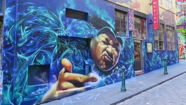 Street art by Heesco and Dule Style in Hosier Lane, from Dean Sunshine's book <i>Street Art Now</i>.