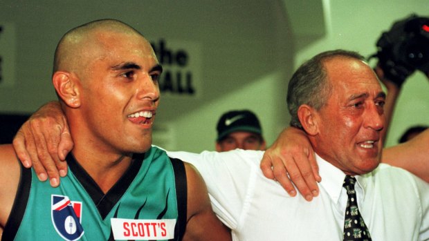 Donald Dickie and John Cahill celebrate in 1997