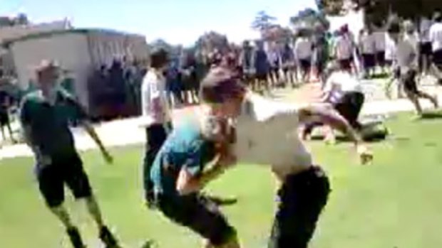 Churchlands students engage in a fierce brawl, which was recorded on a mobile phone and posted on YouTube.