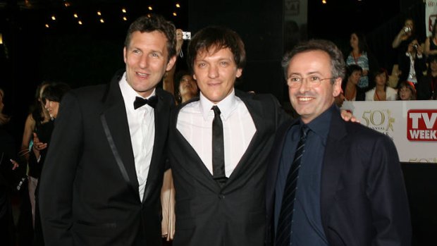 Logies nights: Adam Hills, Chris Lilley and Andrew Denton in 2008.