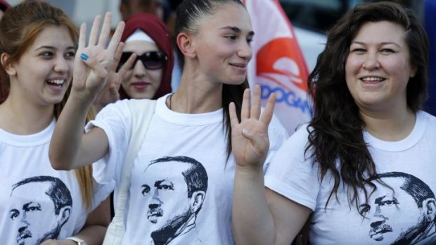 Erdogan supporters in Ankara on Friday.