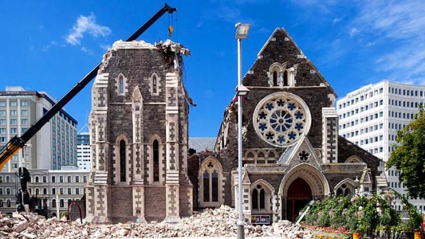 Rising from the rubble .... the broken cathedral after the earthquake.