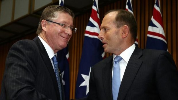 Happier times: Victorian Premier Denis Napthine and Prime Minister Tony Abbott after a Council of Australian Governments meeting.