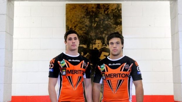 Great mates: Wests Tigers young guns Mitchell Moses and Luke Brooks.
