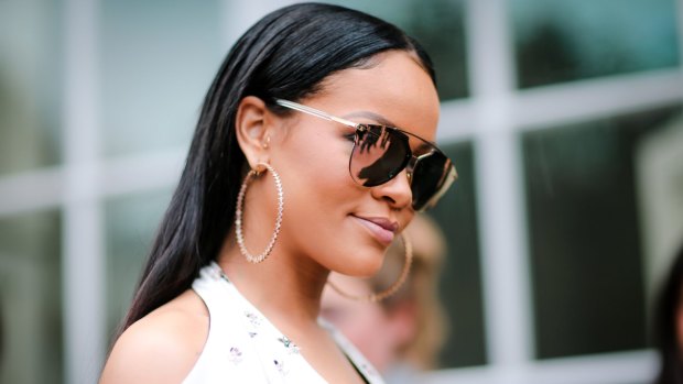 Oldie but goodie ... Rihanna goes for a simple yet standout hoop.