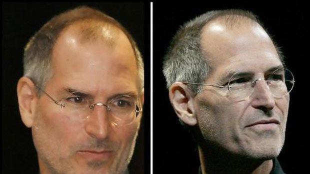 Apple CEO Steve Jobs pictured in January 2007 (left) and in January 2008 (right).