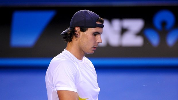 Practice hat: Rafael Nadal has for the most part relegated the backwards hat to practice only.