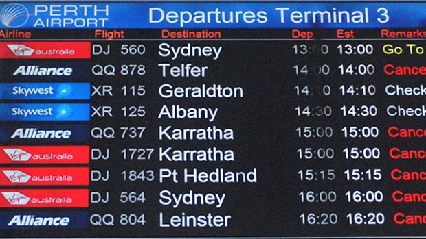 Passengers were left stranded as most flights to and from Perth Airport were cancelled.