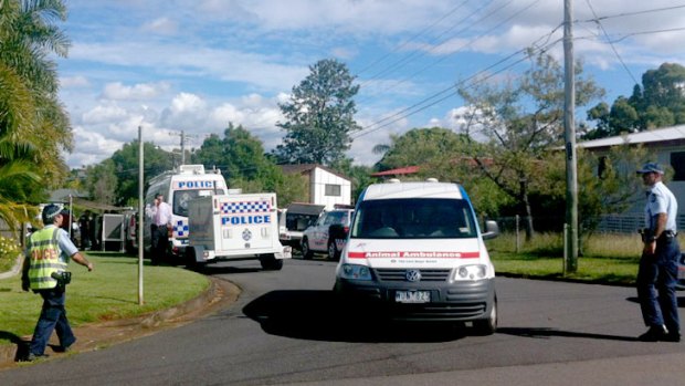Police at the scene of a fatal shooting in Bracken Ridge.