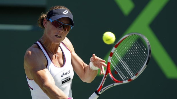 Samantha Stosur during her loss to Serena Williams in Miami.