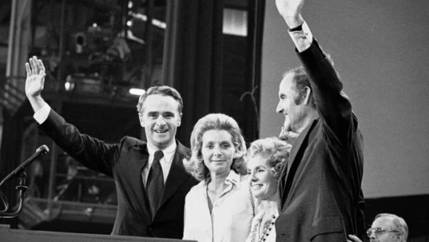 Doomed campaign ... George McGovern and Thomas Eagleton after their endorsement at the 1972 Democratic National Convention, with their wives, Eleanor and Barbara Ann.