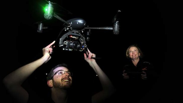 Brett White and his mum Kerry White are the first certified Unmanned Aerial Vehicle operator in Canberra.