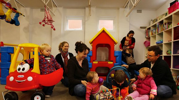 Building blocks ... parents and children learn and play at Oatley West 1 Playgroup at St Stephens church.
