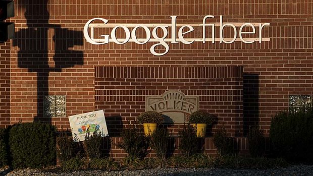 Grateful: Google Fibre signage in Kansas City, Missouri.
